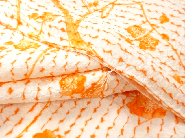  未使用品　板締め絞り　枝梅模様　長襦袢